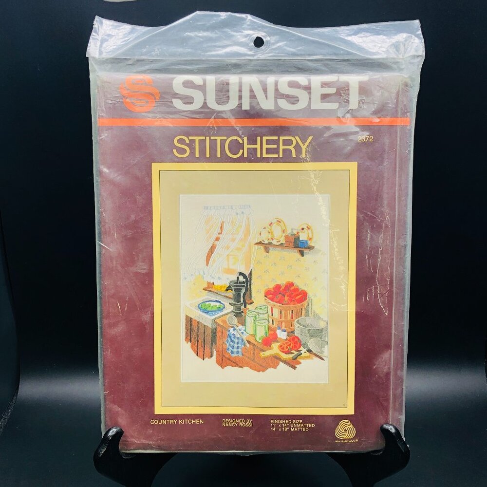 1984 SUNSET STITCHERY Country Kitchen #2372 Vintage UNUSED Needlepoint Kit